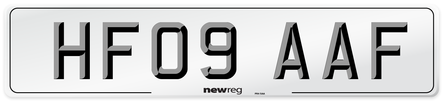 HF09 AAF Number Plate from New Reg